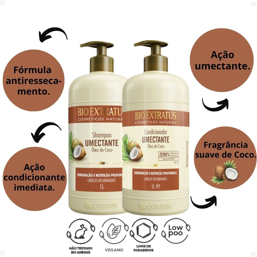 Kit Bio Extratus Umectante Óleo de Coco: Shampoo e Condicionador 1L ÚNICO 2