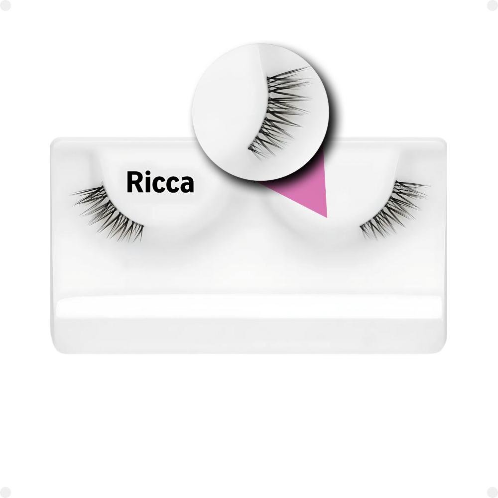Cílios Postiços + Cola Branca Ricca Belliz Cat Eyes Petit Vol:1 Curto Cód.2698 ÚNICO 3