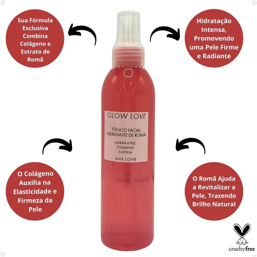 Tônico Facial Hidratante Max Love Glow Love Romã Colágeno 200ml 200ml 2