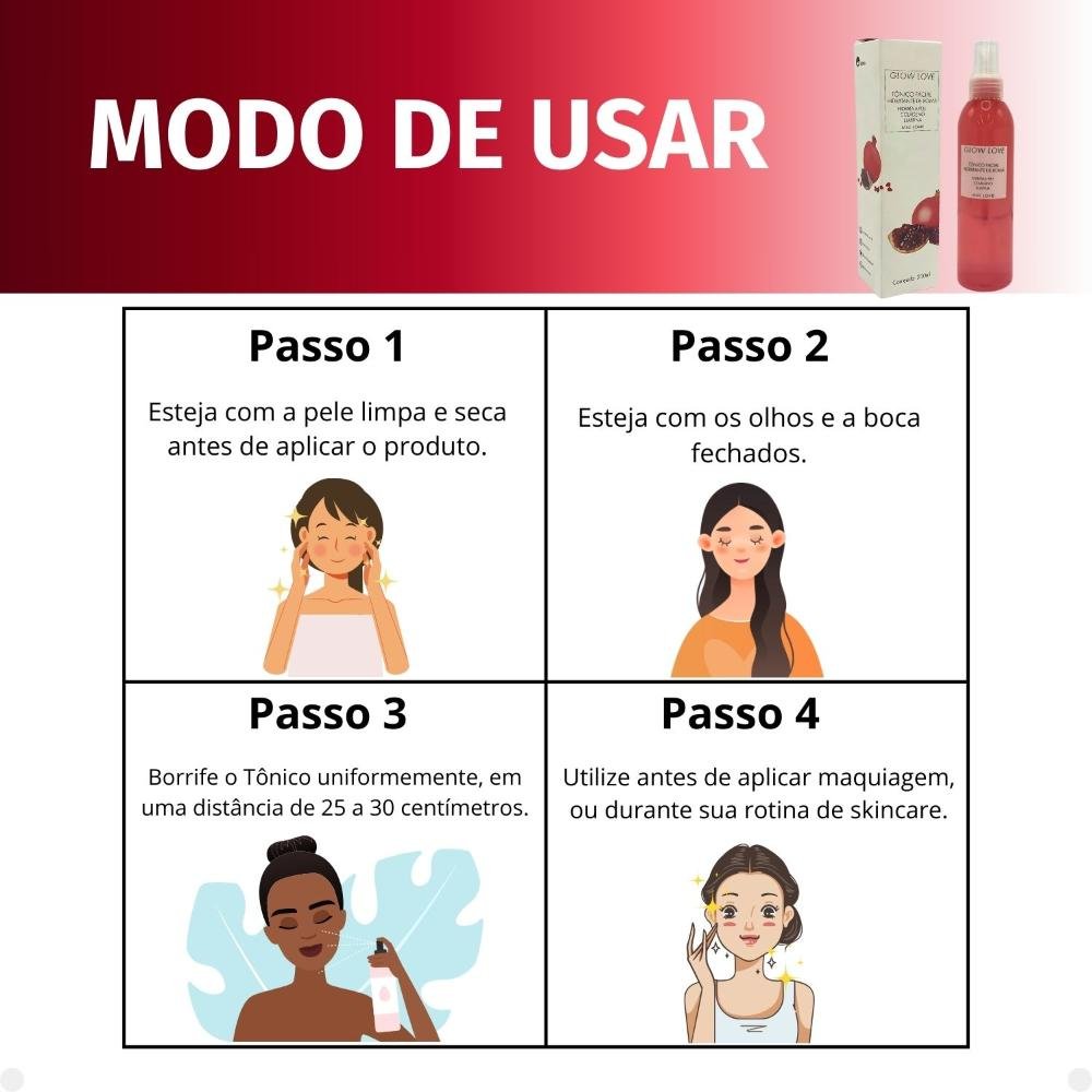 Tônico Facial Hidratante Max Love Glow Love Romã Colágeno 200ml 200ml 5