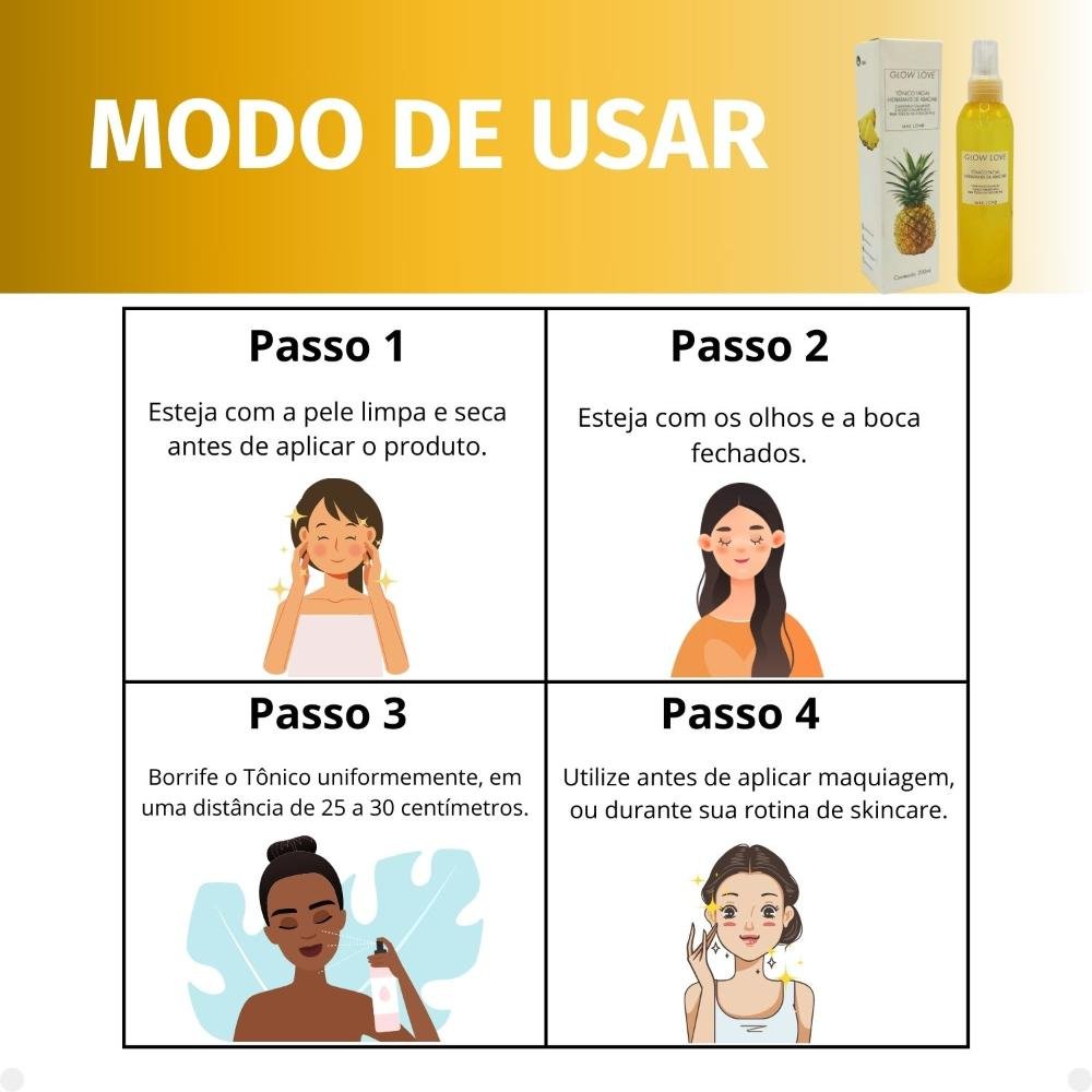 Tônico Facial Hidratante Max Love Glow Love Abacaxi Todos os Tipos de Pele 200ml 200ml 5