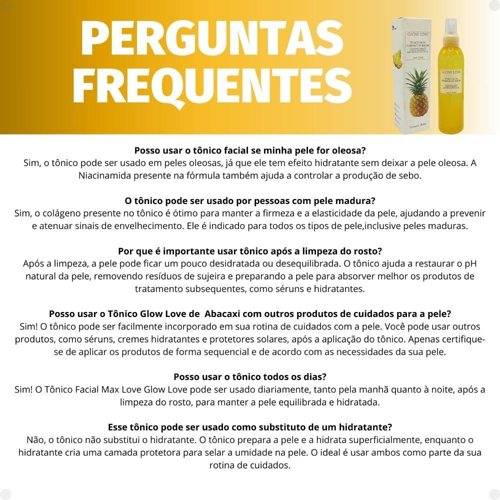 Tônico Facial Hidratante Max Love Glow Love Abacaxi Todos os Tipos de Pele 200ml 200ml 6
