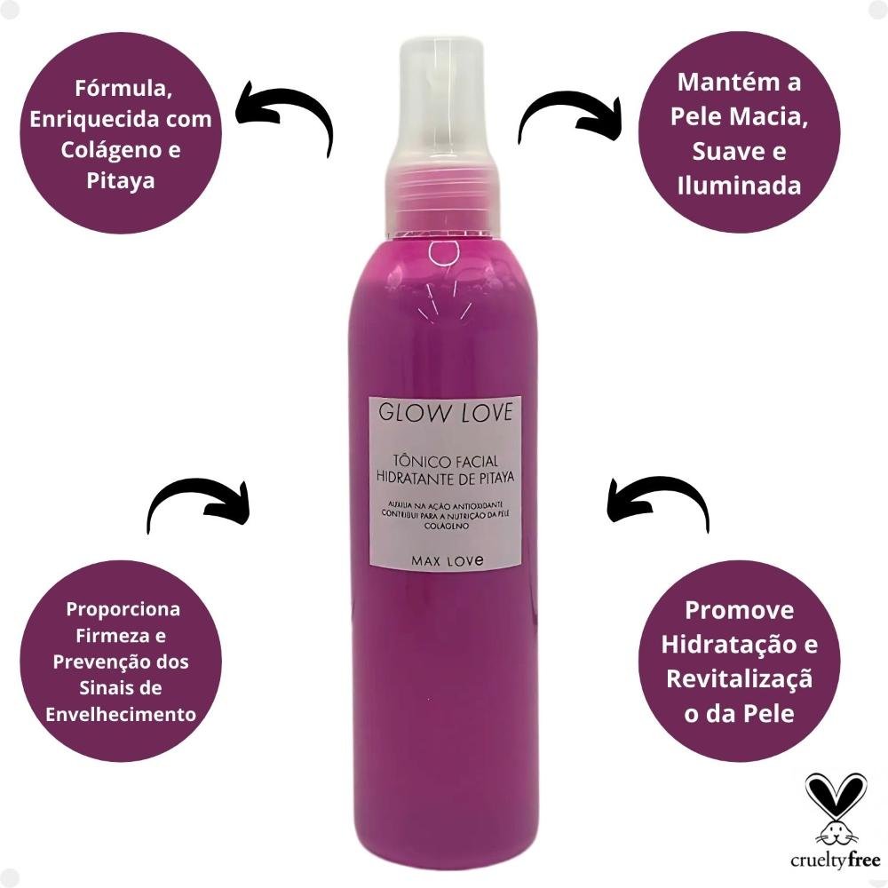 Tônico Facial Hidratante Max Love Glow Love Pitaya Colágeno 200ml 200ml 2