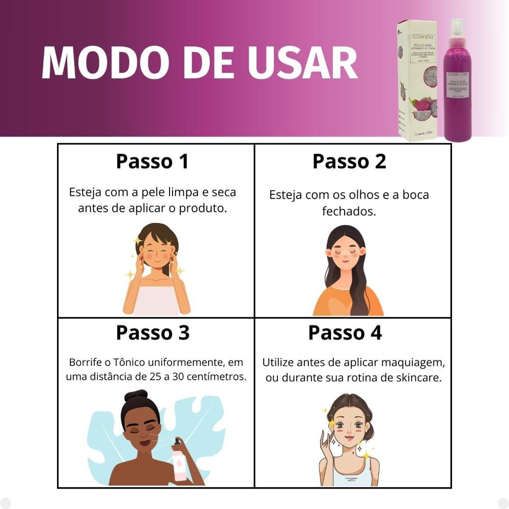 Tônico Facial Hidratante Max Love Glow Love Pitaya Colágeno 200ml 200ml 5