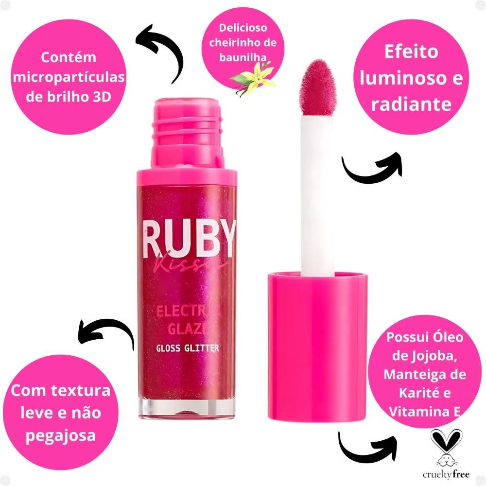 Gloss Glitter Ruby Kisses Electric Glaze 04 Fuchsia Lgg04b 04 Fuchsia 2