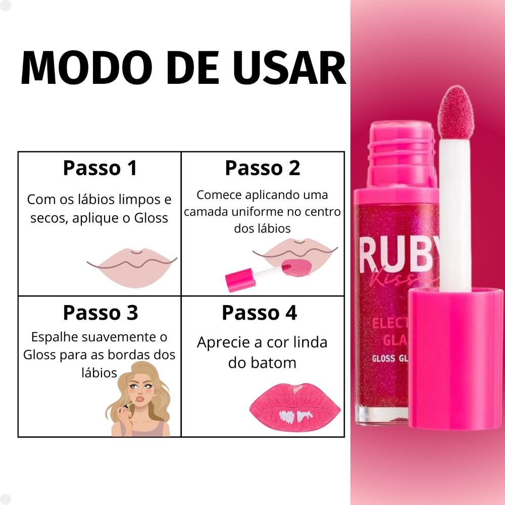 Gloss Glitter Ruby Kisses Electric Glaze 04 Fuchsia Lgg04b 04 Fuchsia 8