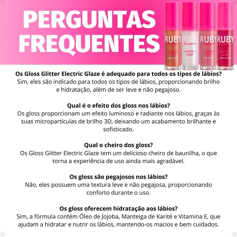 Kit Ruby Kisses Electric Glaze Gloss Glitter: Blush Gold, Holo Sky, Unicorn e Fuchsia Multicores 8