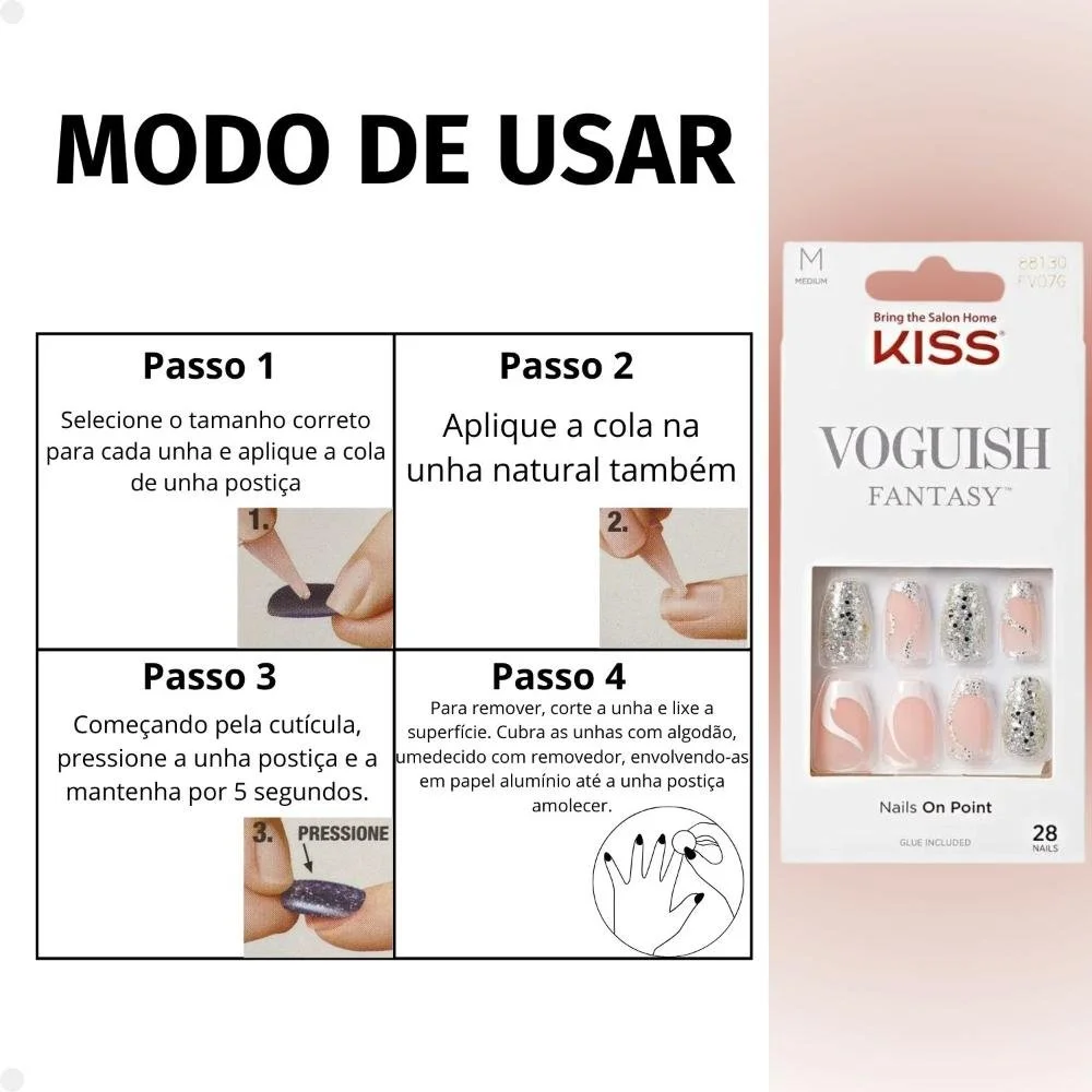Unhas Postiças Média Kiss Ny Voguish Fantasy Celebration Fv300b Fv300b 5