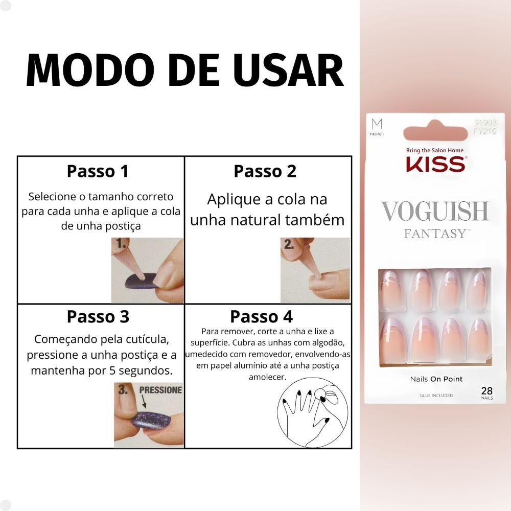 Unhas Postiças Média Kiss Ny Voguish Fantasy Fairy Tale Fv301b Fv301b 5