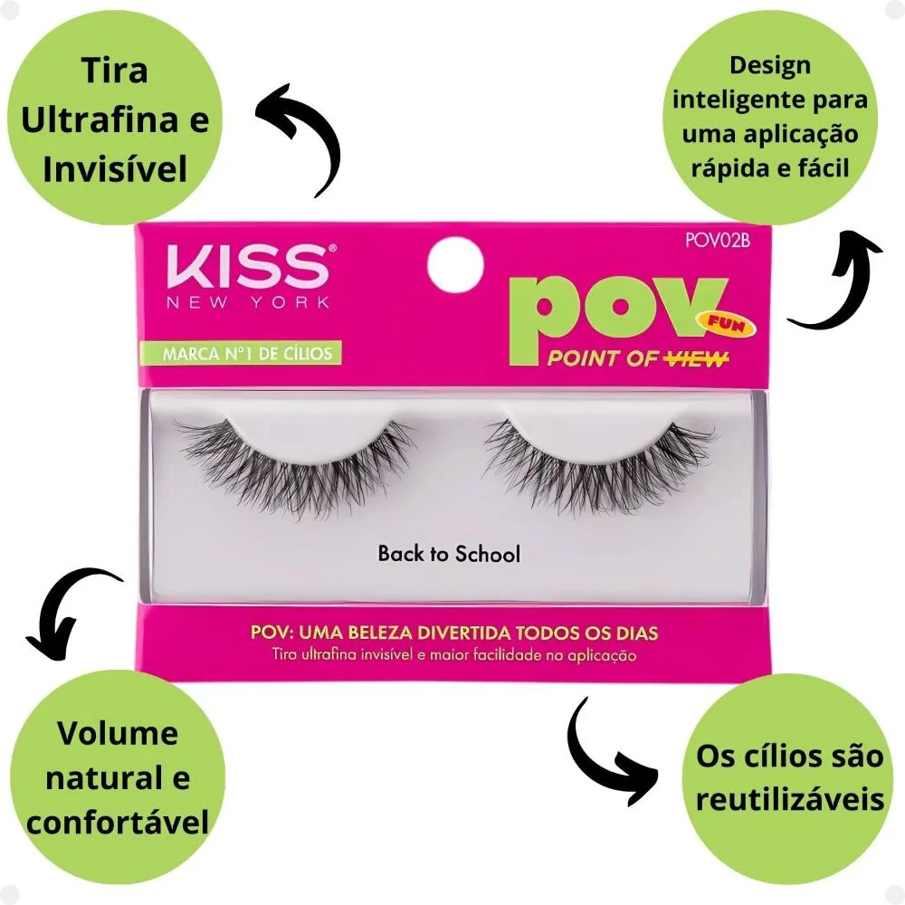 Cílios Postiços Kiss New York Pov Back To School Pov02b ÚNICO 6