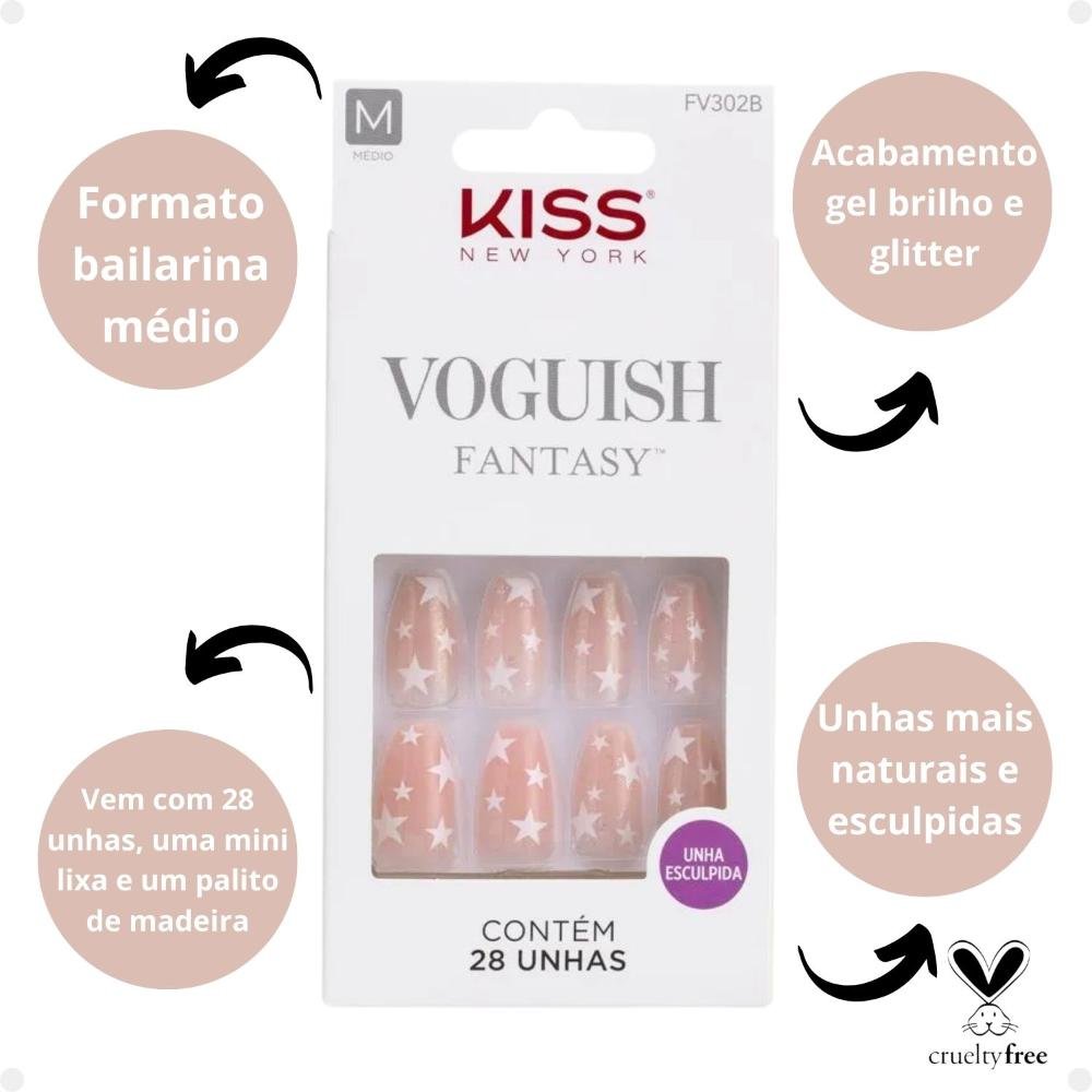Unhas Postiças Média Kiss Ny Voguish Fantasy In The Stars Fv302b Fv302b 2