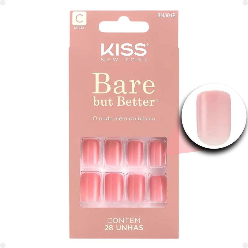 Unhas Postiças Curta Kiss Ny imPress Bare But Better So Natural Bn301b So Natural Bn301b 1