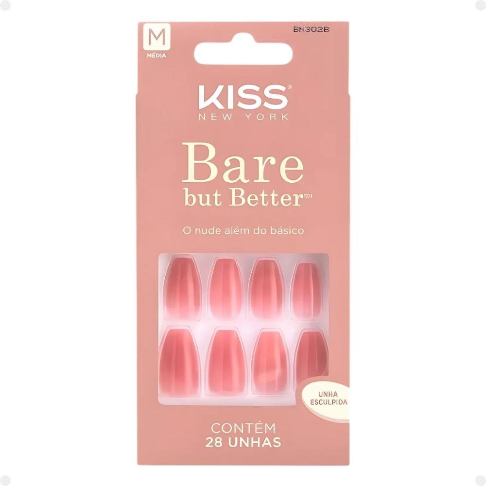 Unhas Postiças Média Kiss Ny imPress Bare But Better Nude Nude Bn302b Nude Bn302b 5