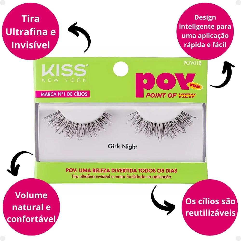 Cílios Postiços Kiss New York Pov Girls Night Pov01b ÚNICO 2