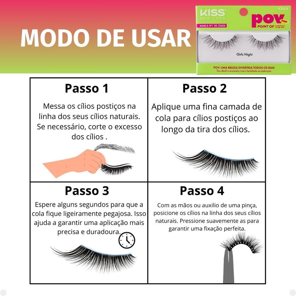 Cílios Postiços Kiss New York Pov Girls Night Pov01b ÚNICO 8