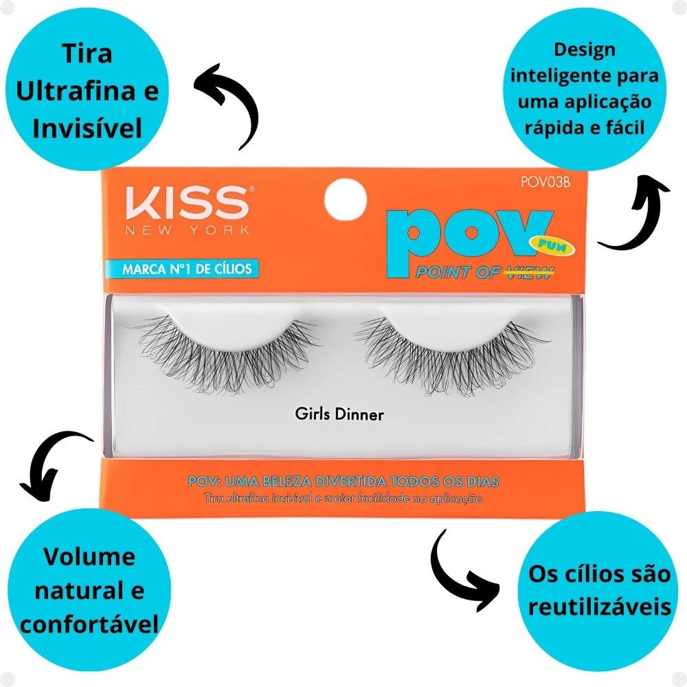 Cílios Postiços Kiss New York Pov Girls Dinner Pov03b ÚNICO 2