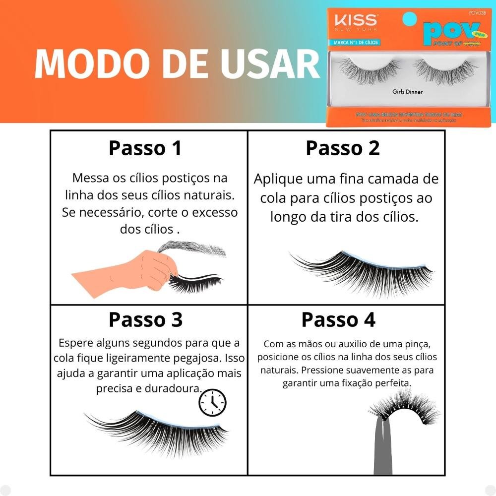 Cílios Postiços Kiss New York Pov Girls Dinner Pov03b ÚNICO 8