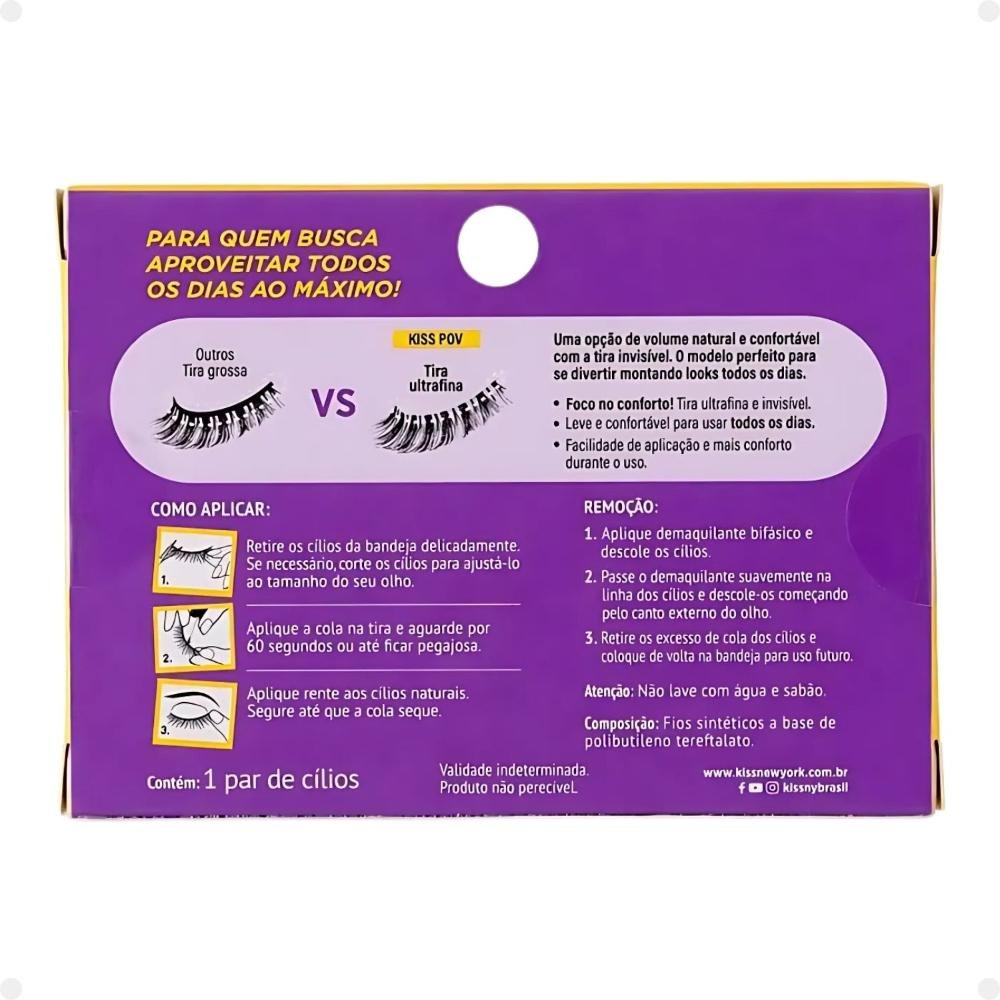 Cílios Postiços Kiss New York Pov Vacations Pov05b ÚNICO 5