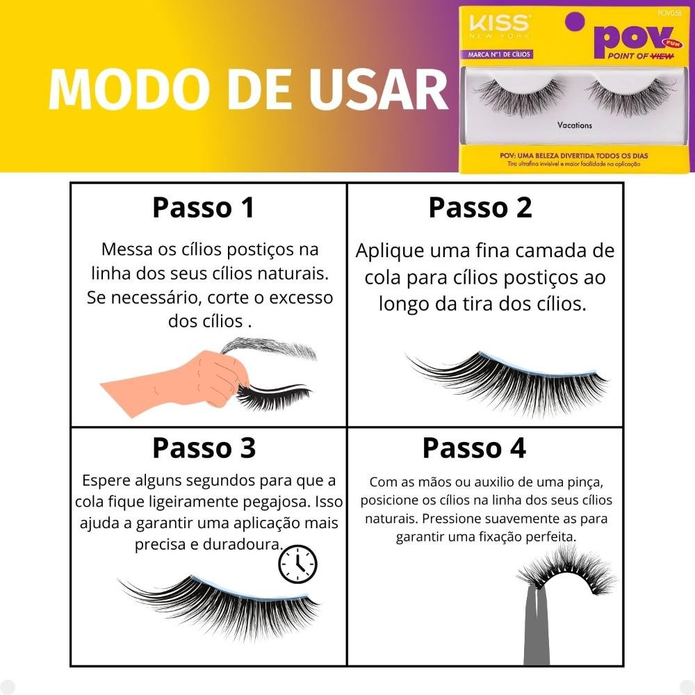Cílios Postiços Kiss New York Pov Vacations Pov05b ÚNICO 8