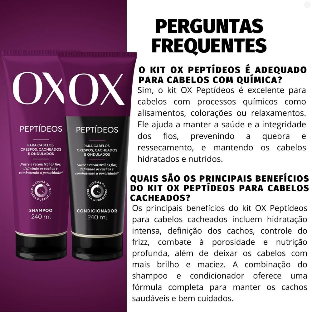 Kit OX Peptídeos Cabelos Crespos, Cacheados e Ondulados: Shampoo e Condicionador 240ml ÚNICO 4