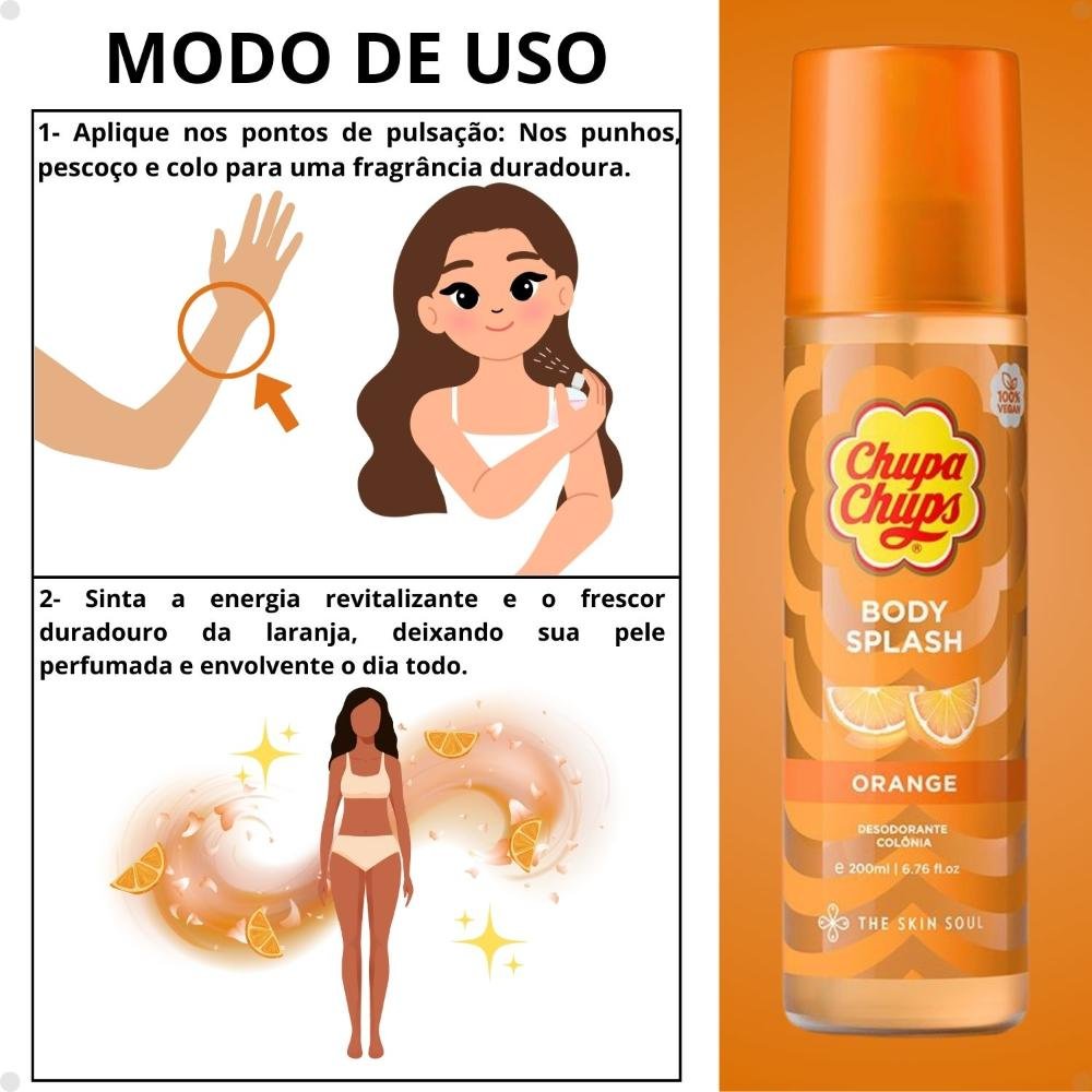 Body Splash Chupa Chups The Skin Soul  Orange 200ml 200ml 4