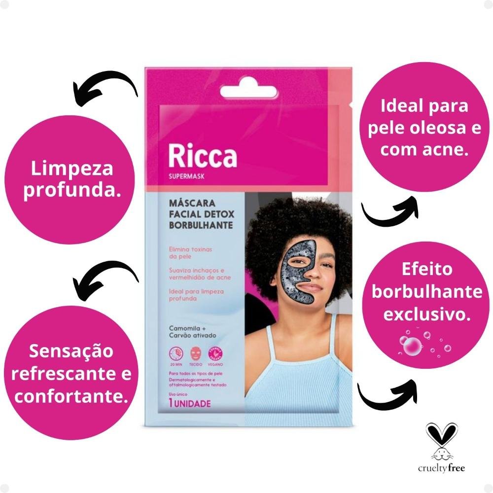 Ricca Máscara Facial Supermask Detox Borbulhante  ÚNICO 2