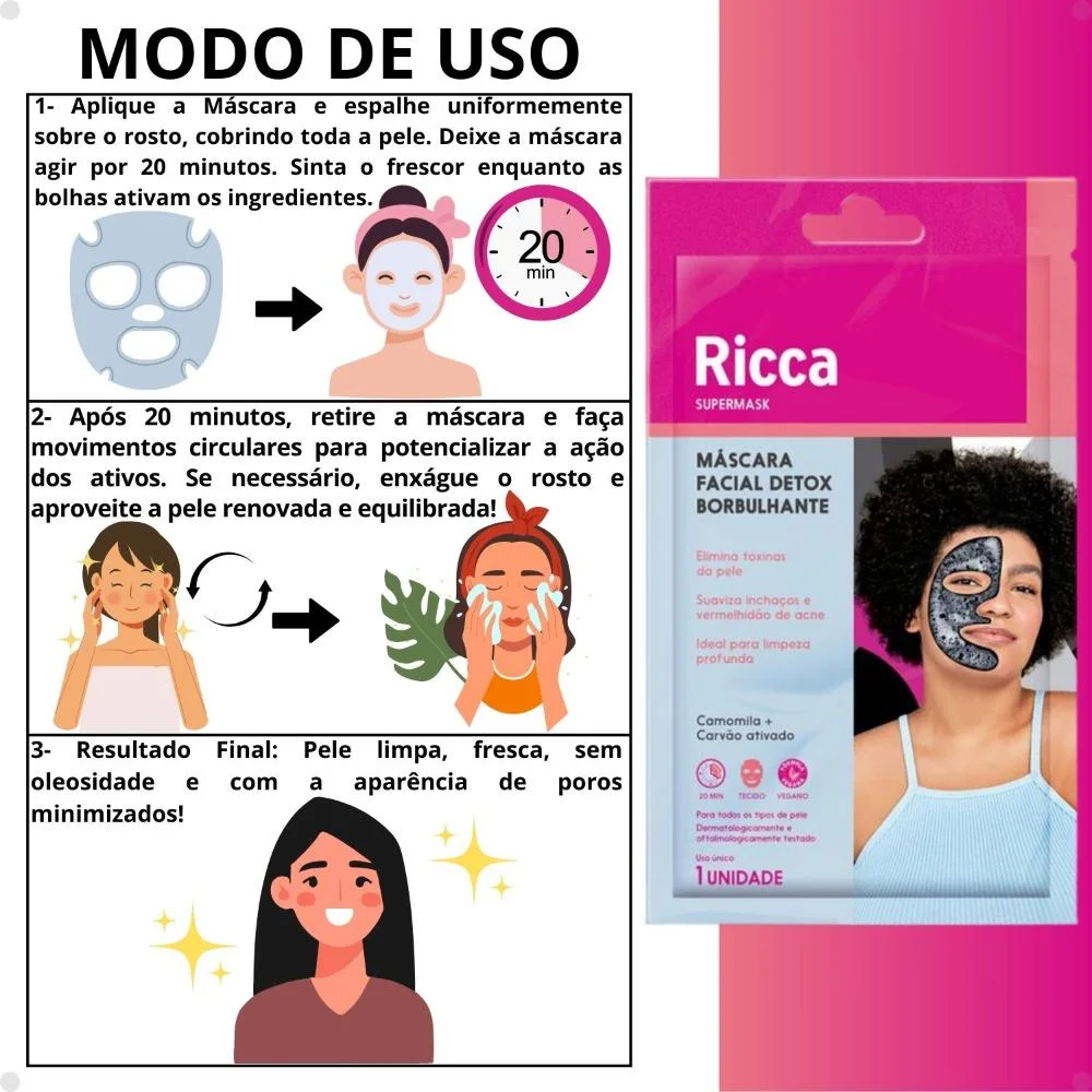 Ricca Máscara Facial Supermask Detox Borbulhante  ÚNICO 4
