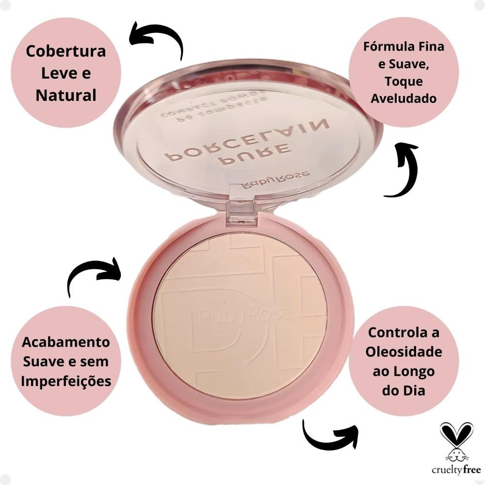 Pó Compacto Ruby Rose Pure Porcelain P10 Hbm401-1 P10 2