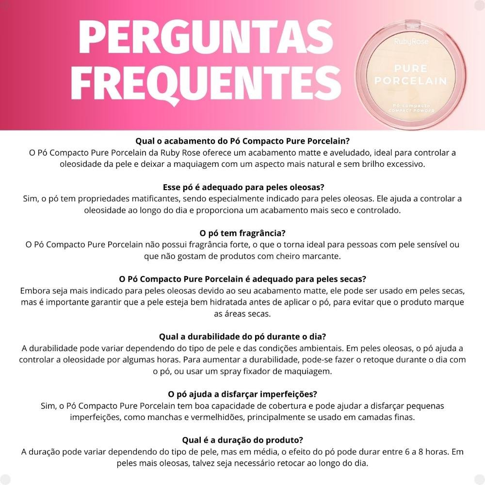 Pó Compacto Ruby Rose Pure Porcelain P10 Hbm401-1 P10 5