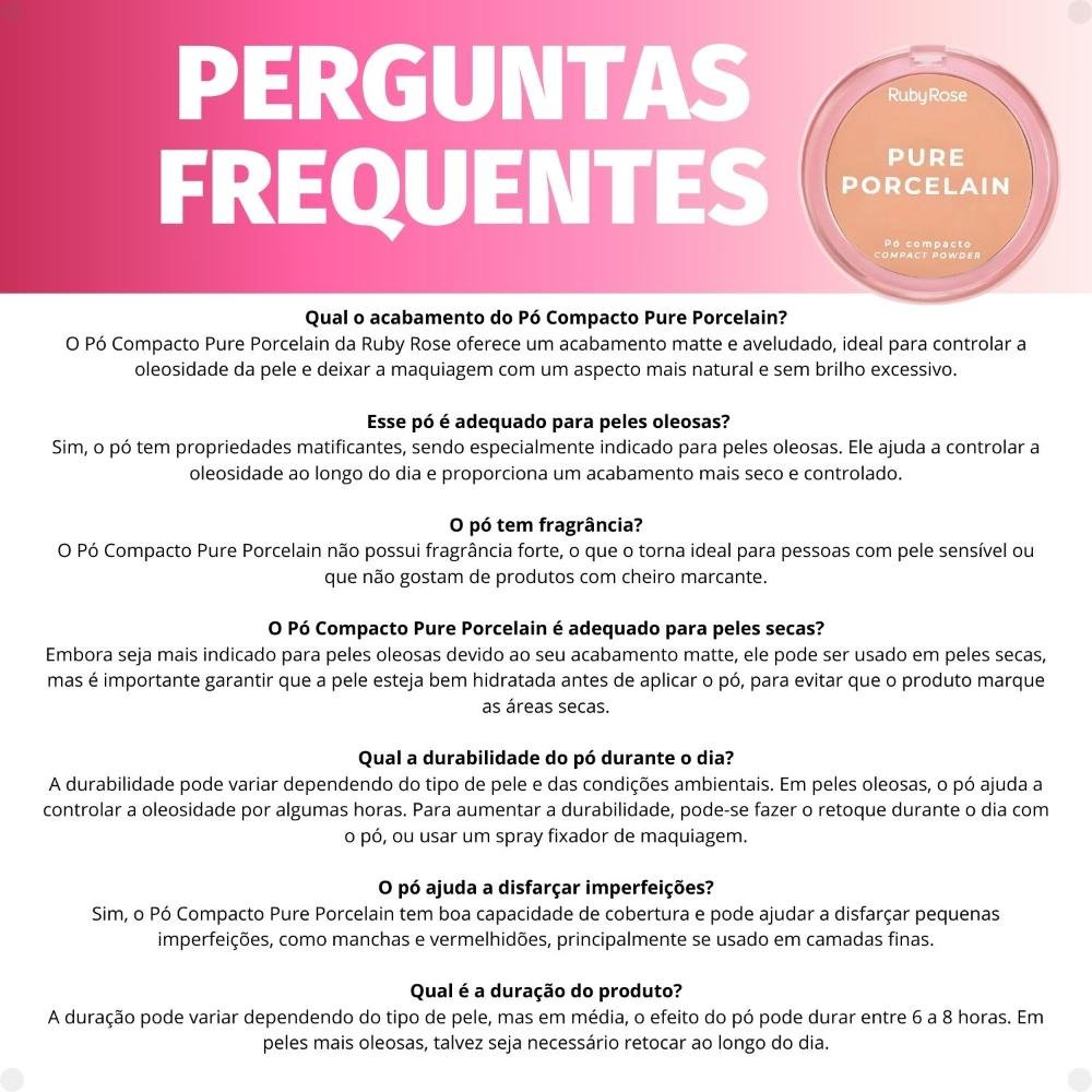 Pó Compacto Ruby Rose Pure Porcelain P30 Hbm401-3 P30 5