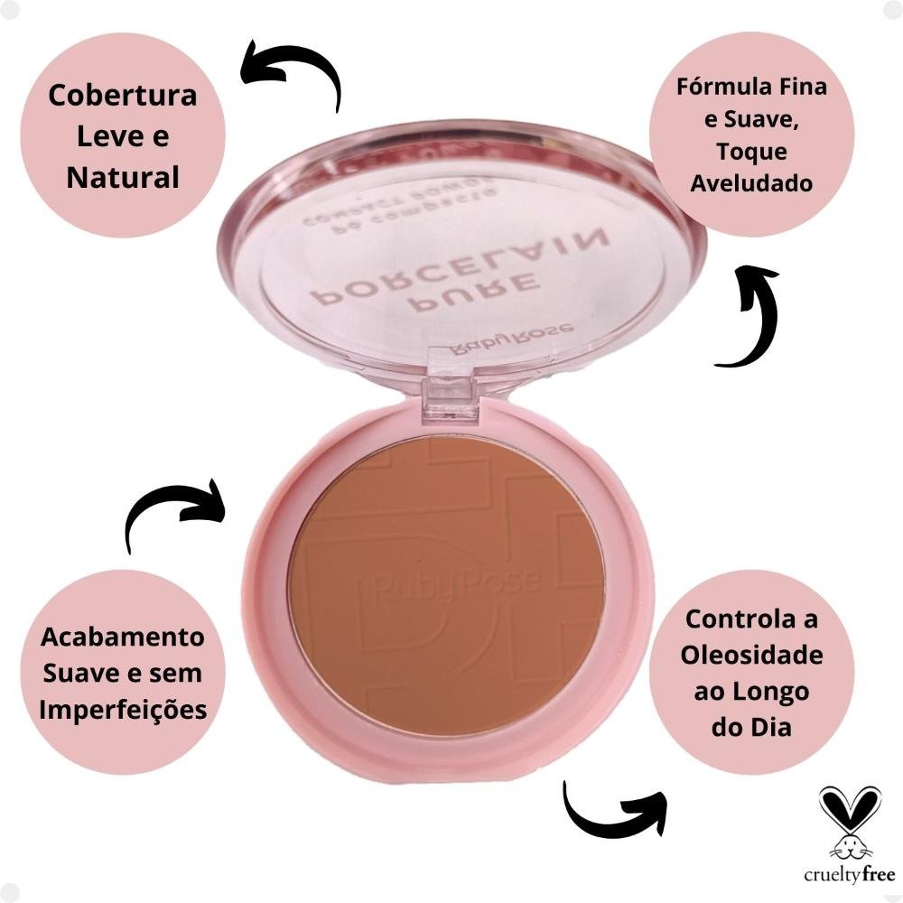 Pó Compacto Ruby Rose Pure Porcelain P50 Hbm401-5 P50 2