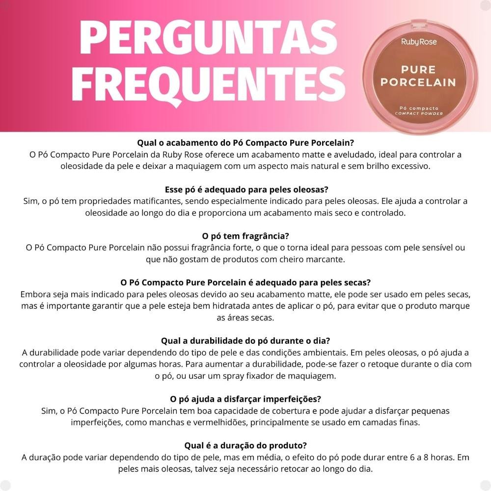 Pó Compacto Ruby Rose Pure Porcelain P60 Hbm401-6 P60 5