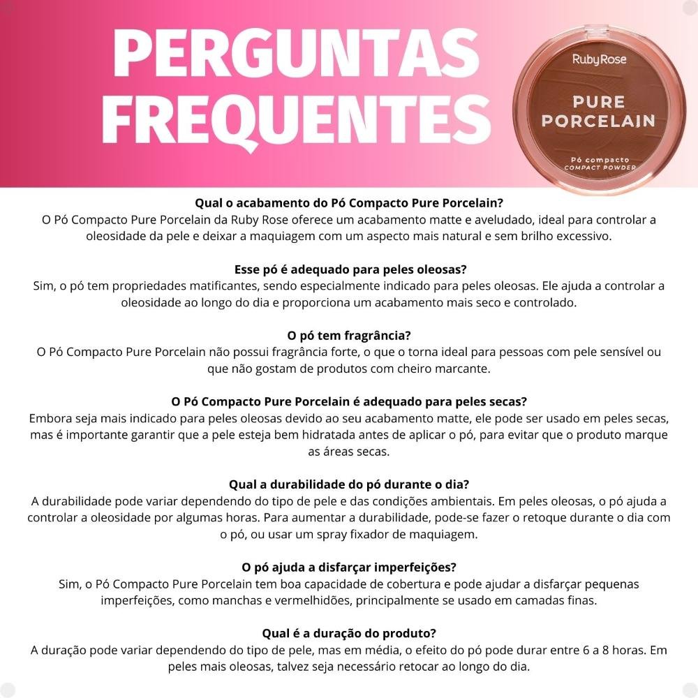 Pó Compacto Ruby Rose Pure Porcelain P70 Hbm401-7 P70 5