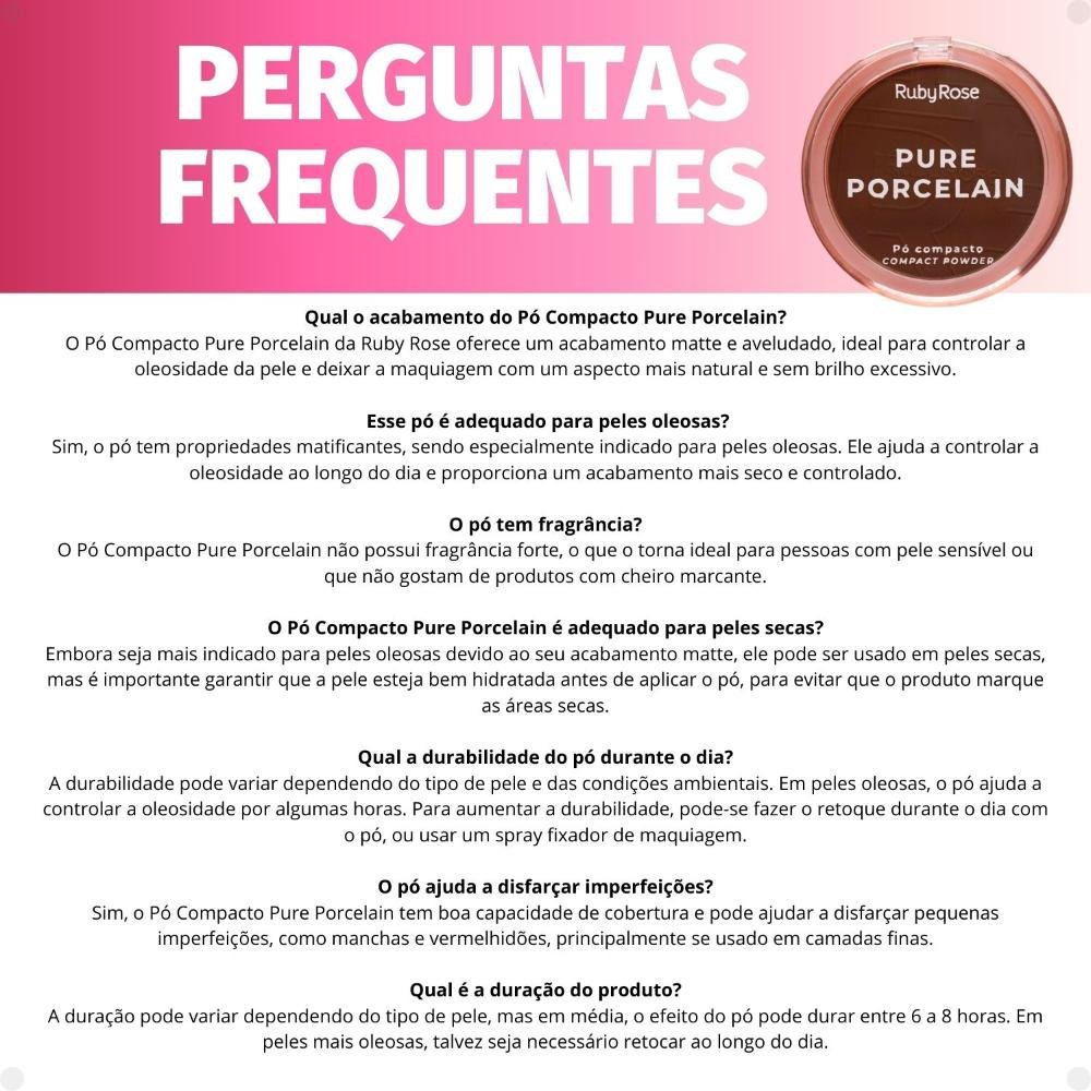 Pó Compacto Ruby Rose Pure Porcelain P80 Hbm401-8 P80 5