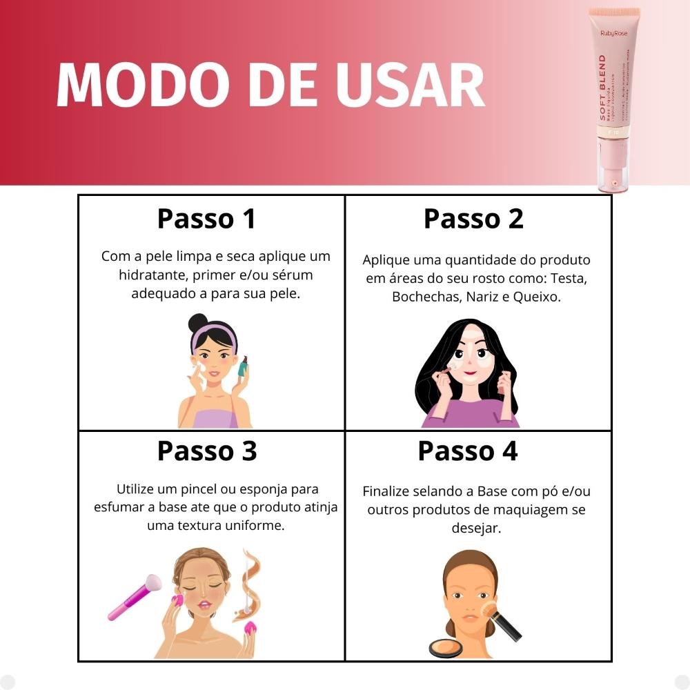Base Líquida Ruby Rose Soft Blend F10 Média Cobertura 30g Hb-M301-1 F10 5