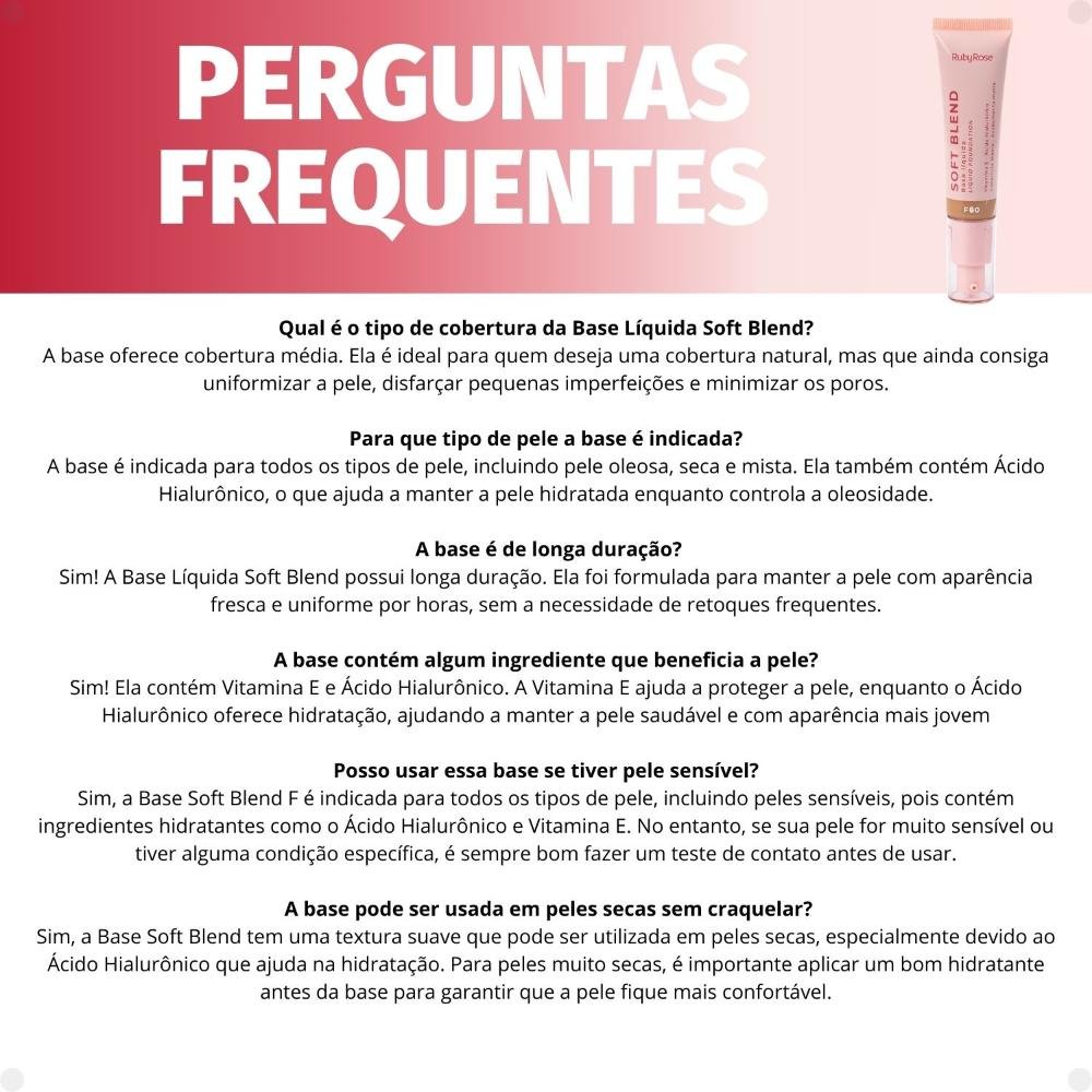 Base Líquida Ruby Rose Soft Blend F60 Média Cobertura 30g Hb-M301-6 F60 7