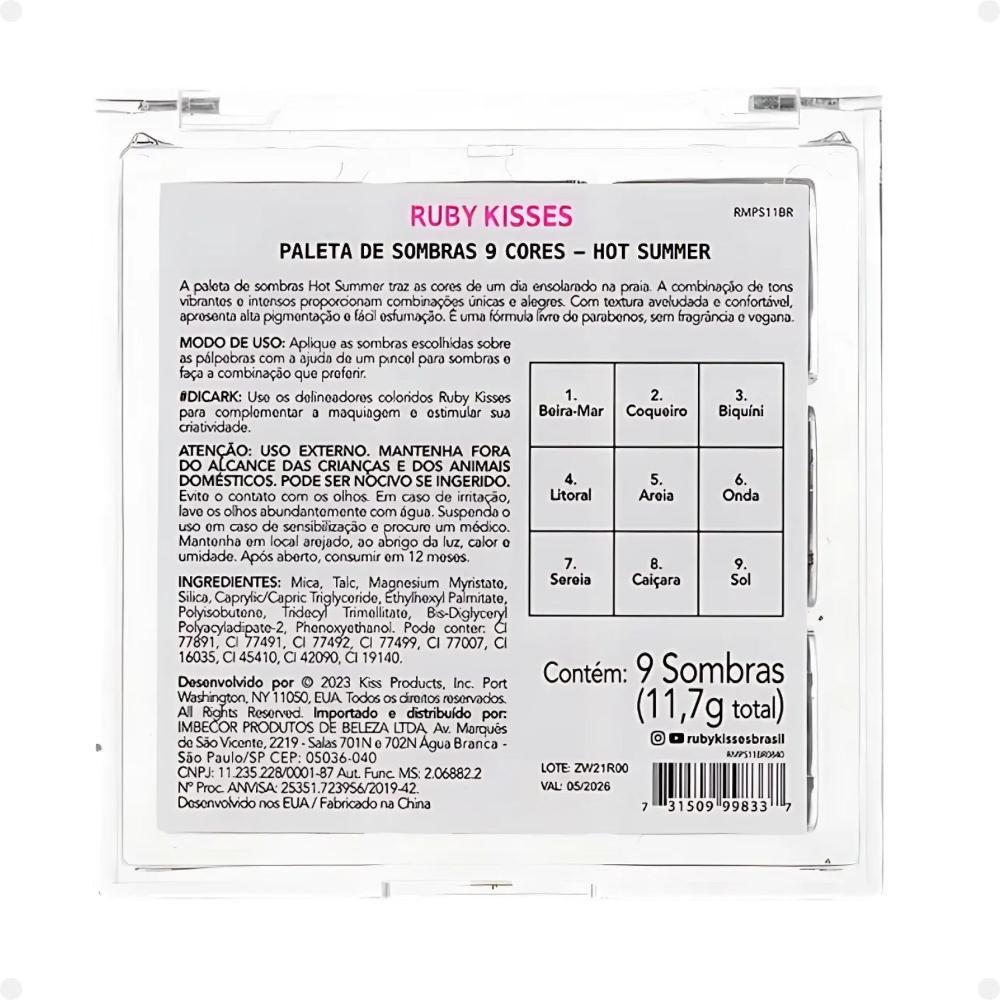 Paleta de Sombras Ruby Kisses Hot Summer Rmps11br Hot Summer 5