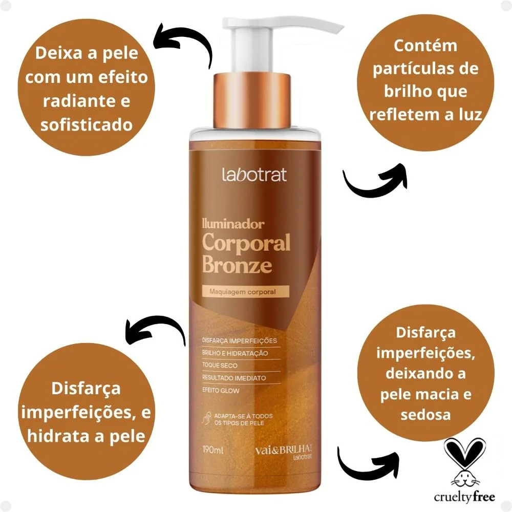 Iluminador Corporal Labotrat Vai & Brilha! Bronze 190ml 190ml 2