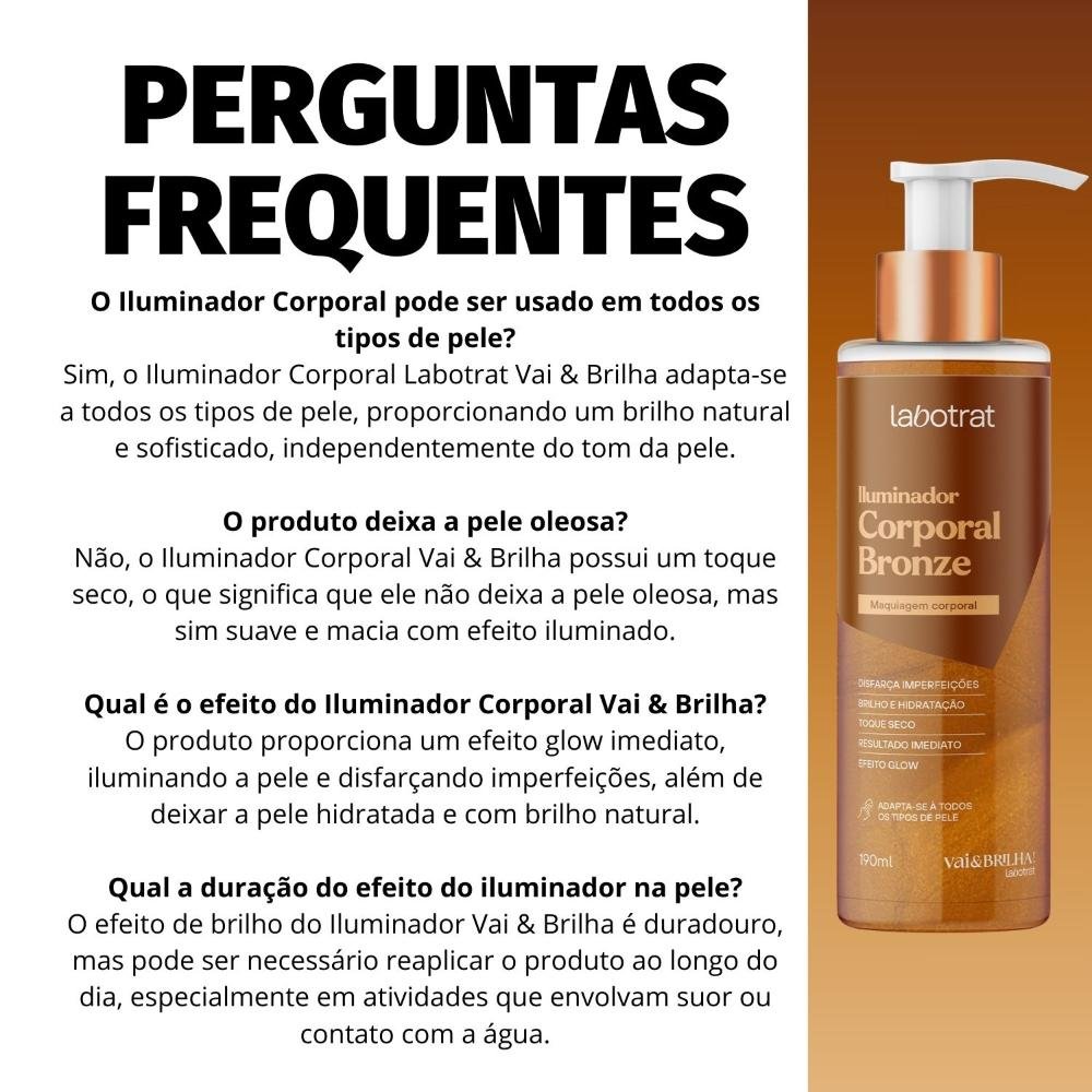 Iluminador Corporal Labotrat Vai & Brilha! Bronze 190ml 190ml 6