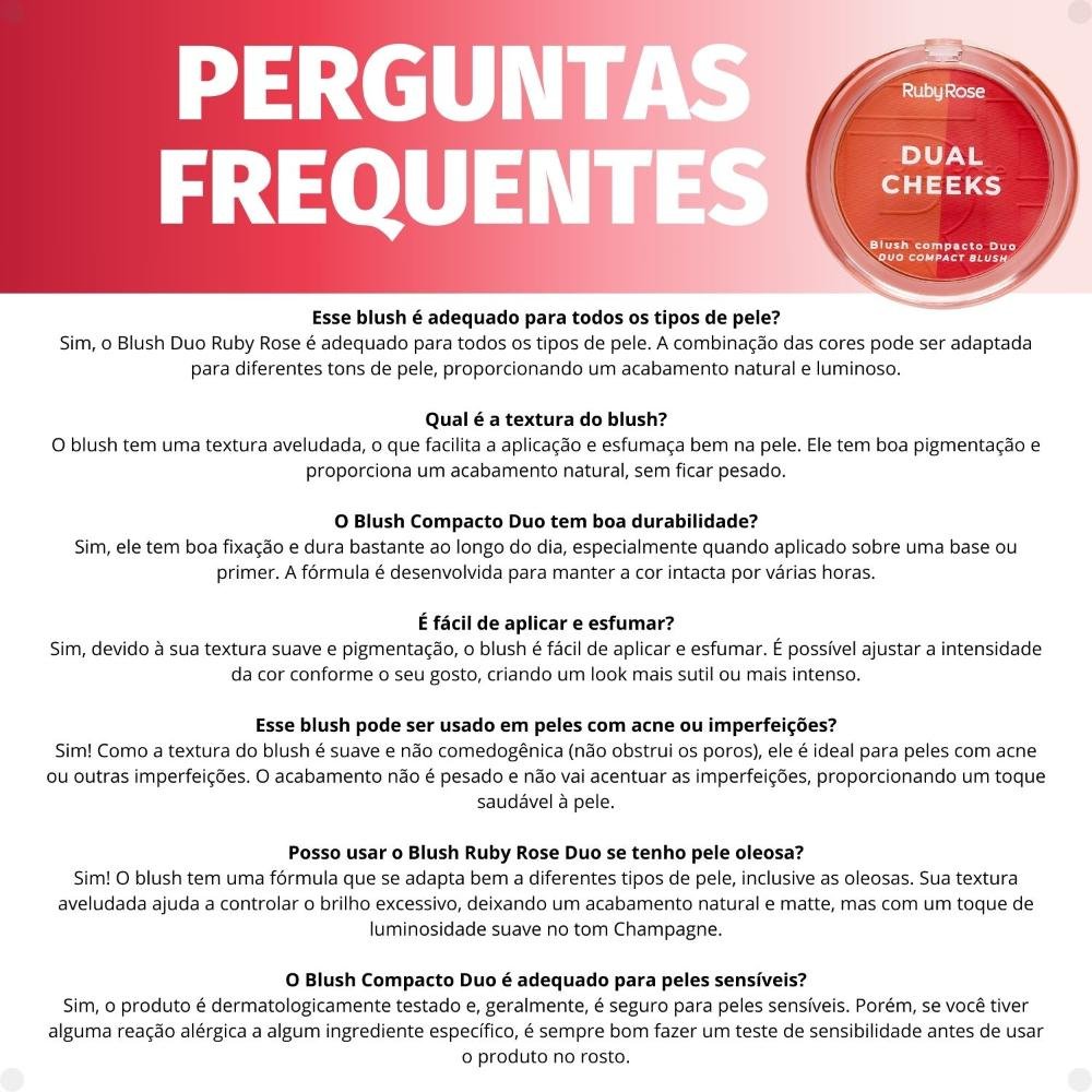 Blush Compacto Duo Ruby Rose Dual Cheeks Nectar e Scarlet Hb-m03-3 Nectar e Scarlet 5