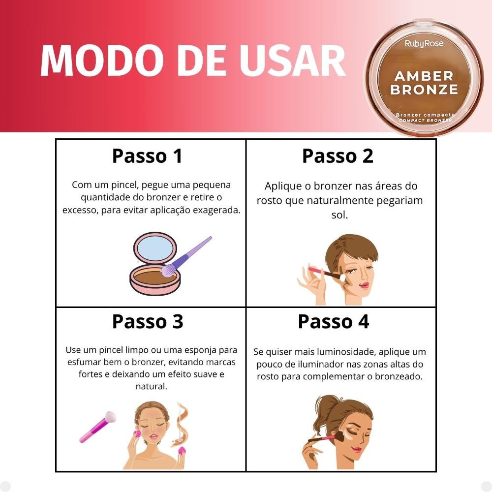 Bronzer Compacto Ruby Rose Amber Bronze Sunburst Hb-m202-3 Sunburst 4