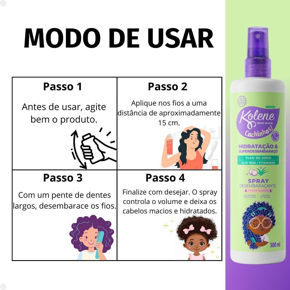 Spray Desembaraçante Kolene Cachinhos 300ml 300ml 6