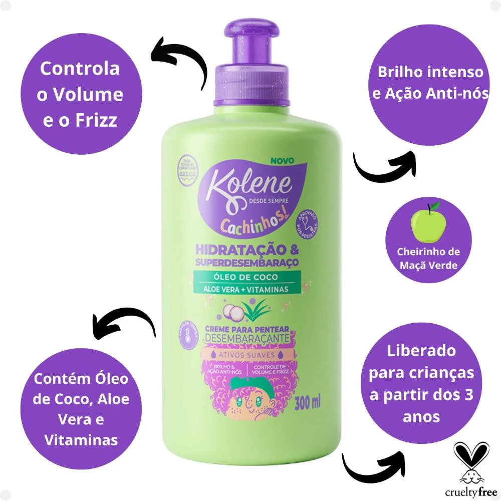Creme para Pentear Desembaraçante Kolene Cachinhos 300ml 300ml 2