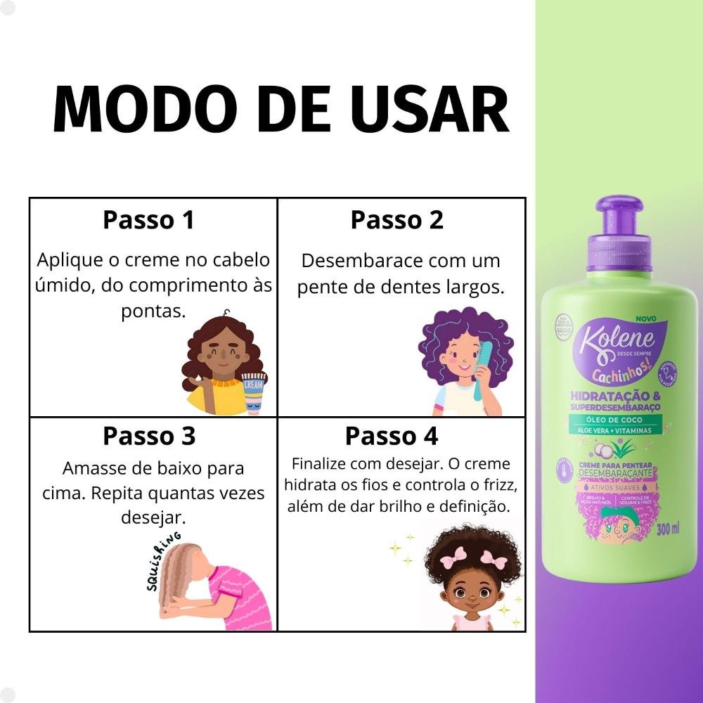 Creme para Pentear Desembaraçante Kolene Cachinhos 300ml 300ml 6