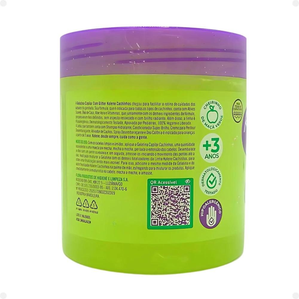 Gelatina Capilar Com Glitter Kolene Cachinhos 500g 500g 3