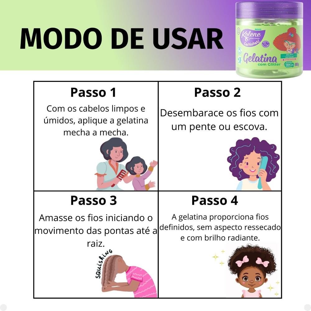 Gelatina Capilar Com Glitter Kolene Cachinhos 500g 500g 6