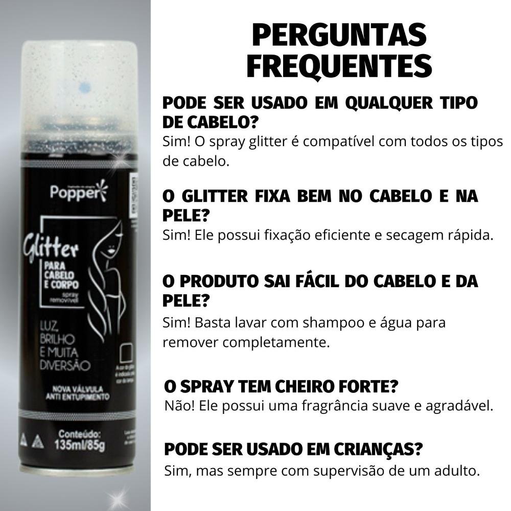 Glitter Popper Para Cabelo e Corpo Prata 150ml 150ml 8