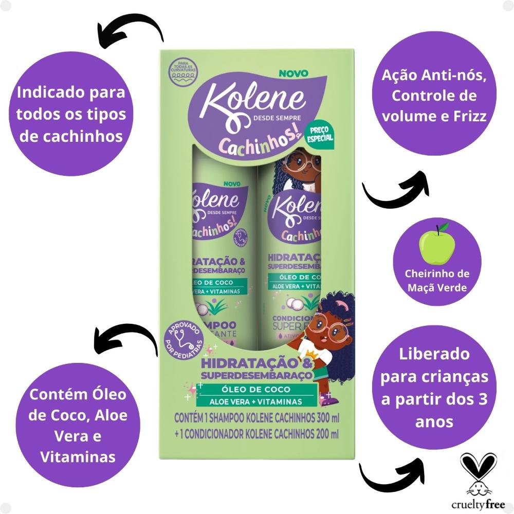 Kit Kolene Cachinhos: Shampoo 300ml e Condicionador 200ml 200ml 2
