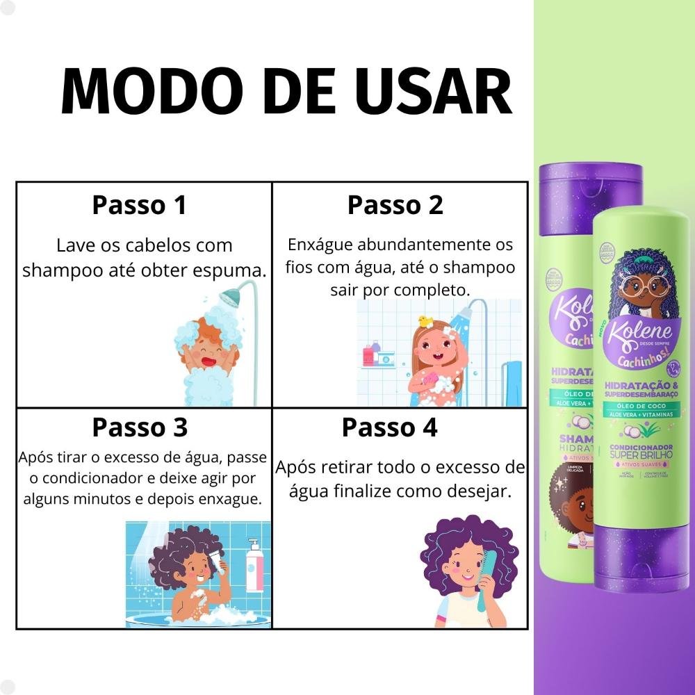Kit Kolene Cachinhos: Shampoo 300ml e Condicionador 200ml 200ml 5