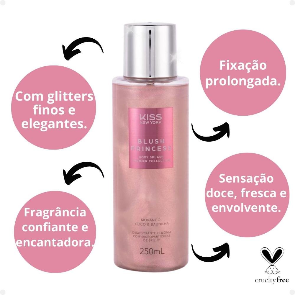 Body Splash Kiss New York Shimmer Collection Blush Princess Morango, Coco e Baunilha 250ml 250ml 2